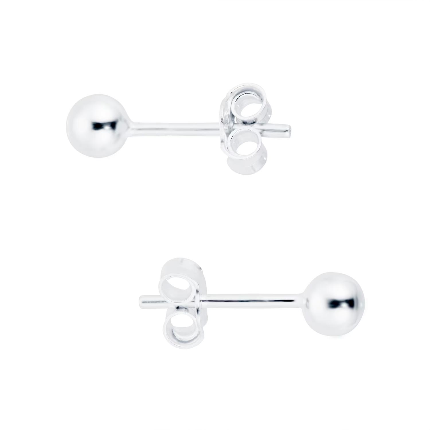 Sterling Silver 4mm Ball Stud Earrings - Imagen 3